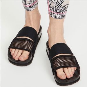 Adidas • Stella McCartney black stretch slip on sandals
